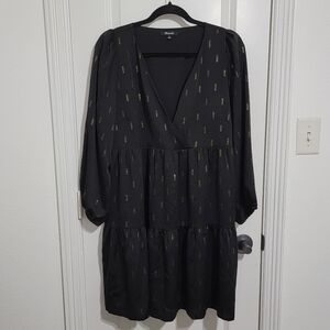 Madewell Black Gold Tiered Sundress with Bishop Sleeves